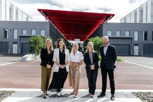 Screenwest CEO Rikki Lea Bestall, Producer Martha Coleman, Nine Managing Director - Streaming and Broadcast Amanda Laing, Hon Simone McGurk MLA Minister for Creative Industries, Tourism and Sport, Perth Film Studios CEO Tom Avison at the brand new world class facilities. Photographer: Tori Lill